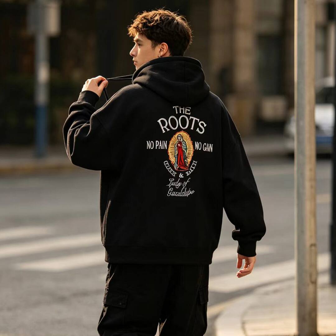 176# American streetwear West Coast embroidered hoodie P65