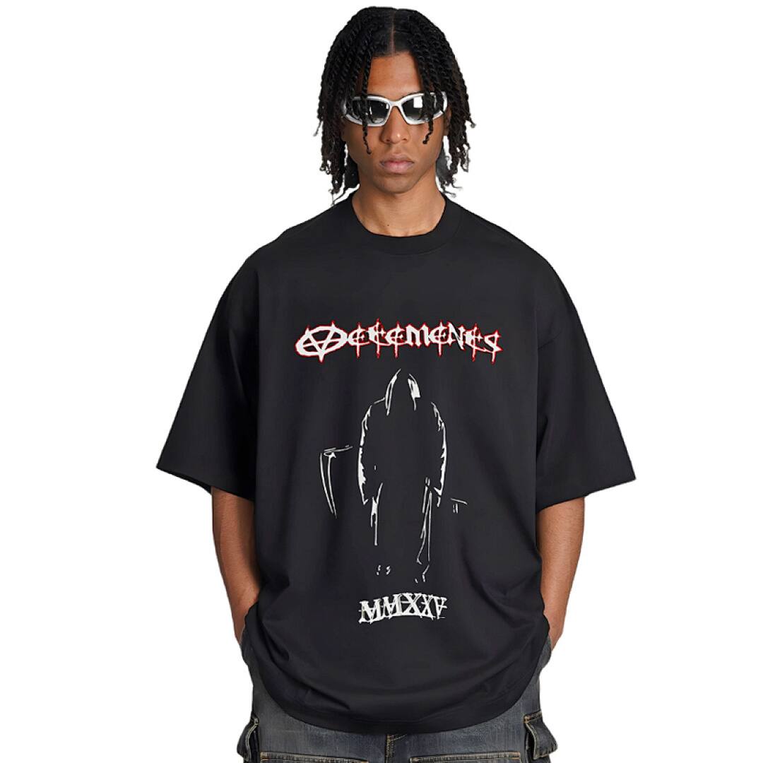 153# American Streetwear Durant Same Style VTM Grim Reaper Scythe Print Short Sleeve T-Shirt P30