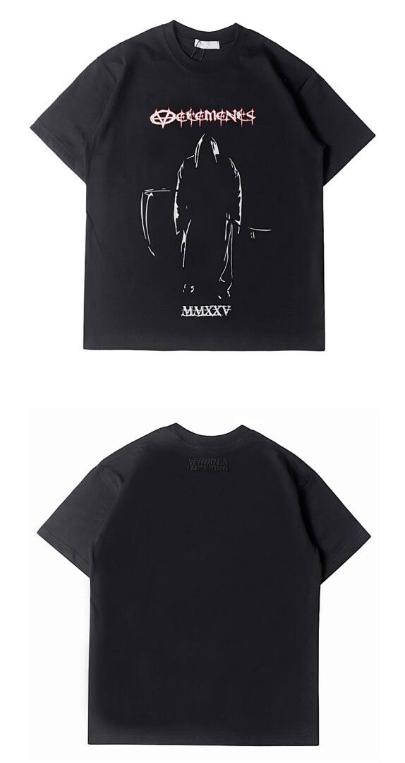 153# American Streetwear Durant Same Style VTM Grim Reaper Scythe Print Short Sleeve T-Shirt P30