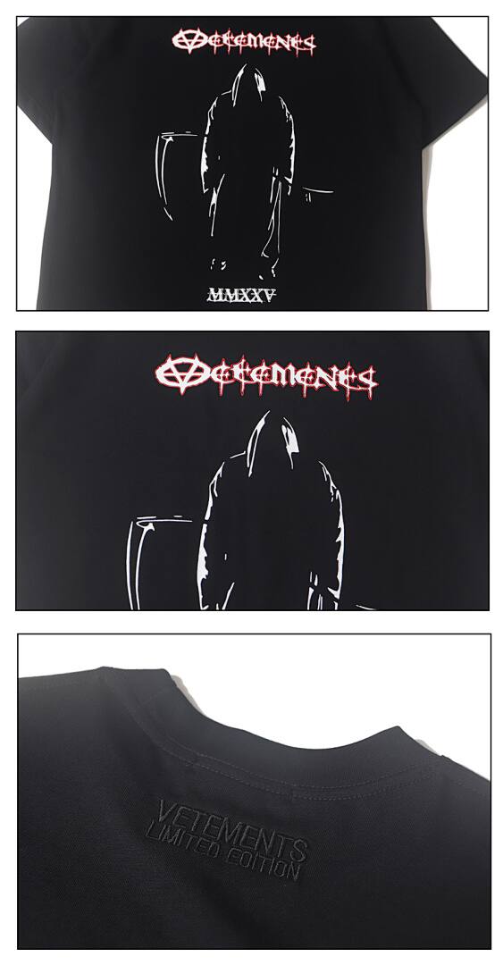 153# American Streetwear Durant Same Style VTM Grim Reaper Scythe Print Short Sleeve T-Shirt P30
