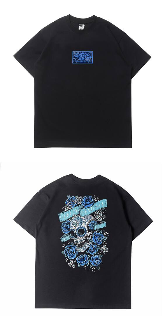 163# American streetwear biker Harley rose skull super cool print P35