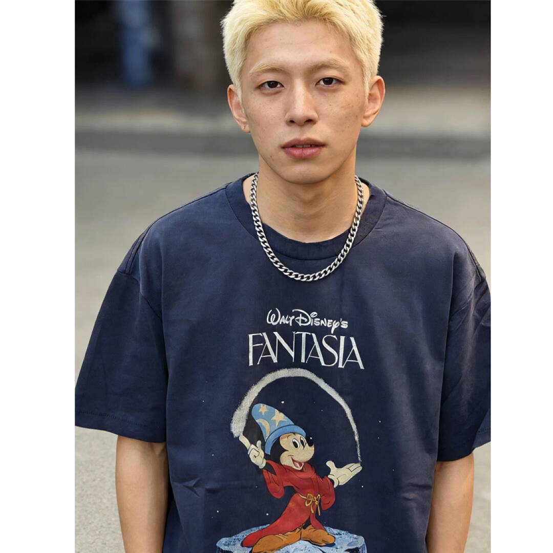 169# American streetwear creative cartoon Mickey magic print short sleeve T-shirt P30
