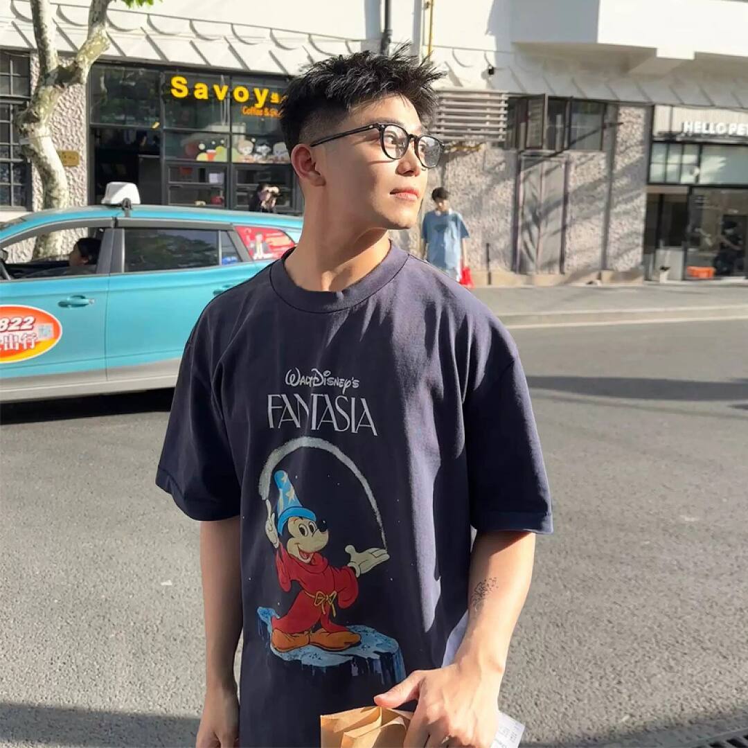 169# American streetwear creative cartoon Mickey magic print short sleeve T-shirt P30