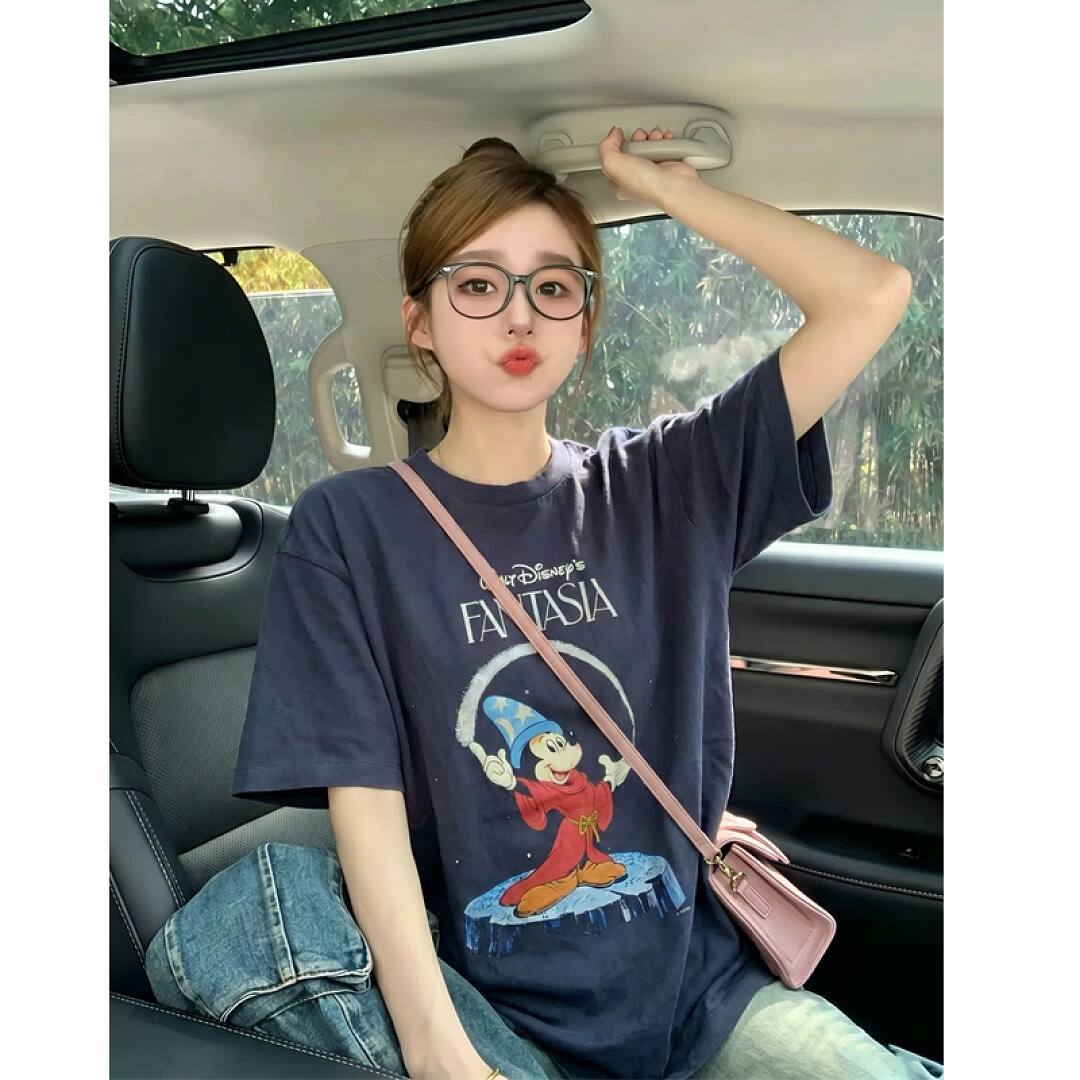 169# American streetwear creative cartoon Mickey magic print short sleeve T-shirt P30