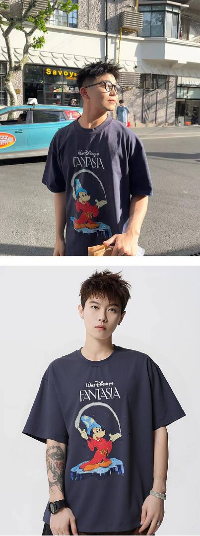 169# American streetwear creative cartoon Mickey magic print short sleeve T-shirt P30