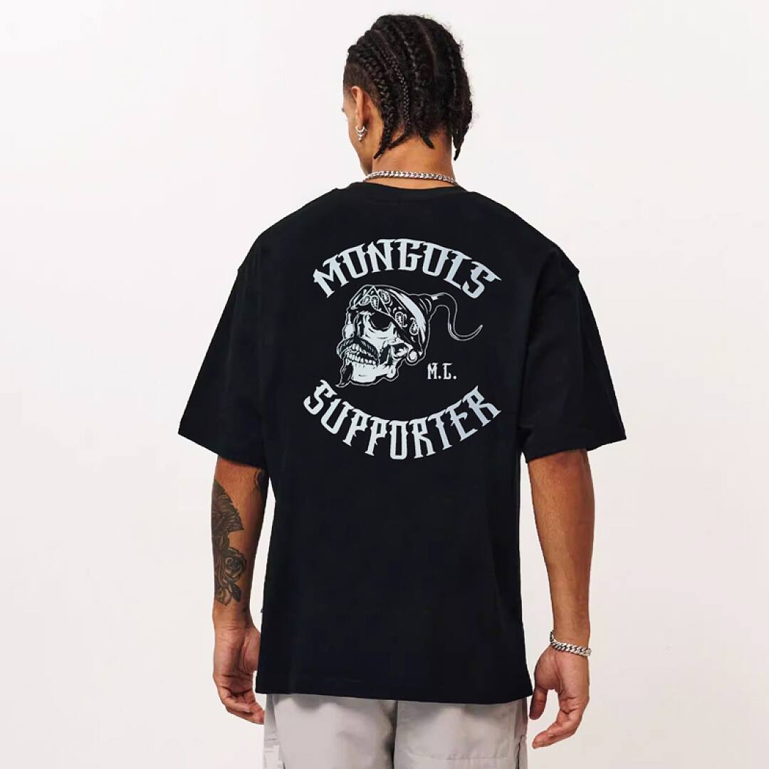 165# American streetwear MONGOLS vintage street style short sleeve T-shirt P30