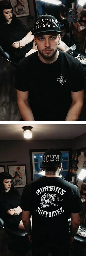 165# American streetwear MONGOLS vintage street style short sleeve T-shirt P30