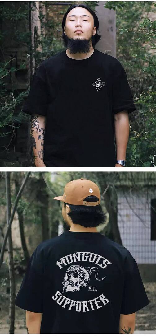 165# American streetwear MONGOLS vintage street style short sleeve T-shirt P30