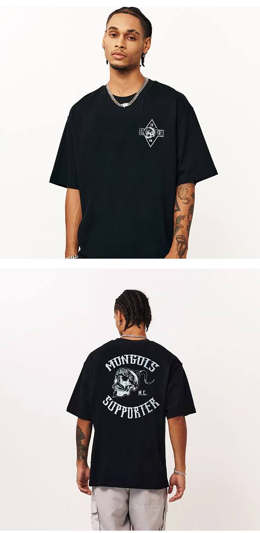165# American streetwear MONGOLS vintage street style short sleeve T-shirt P30