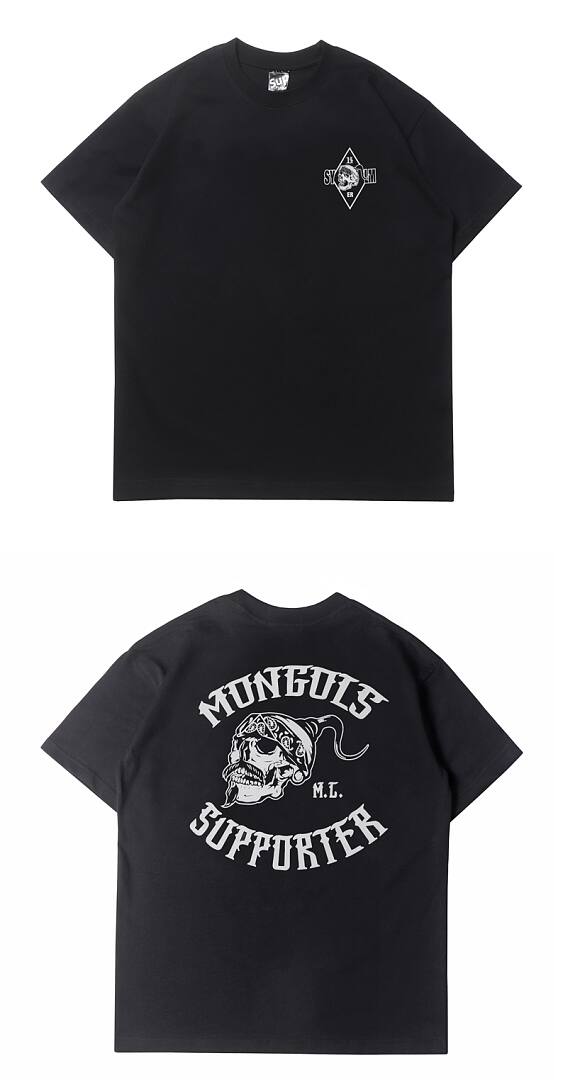 165# American streetwear MONGOLS vintage street style short sleeve T-shirt P30