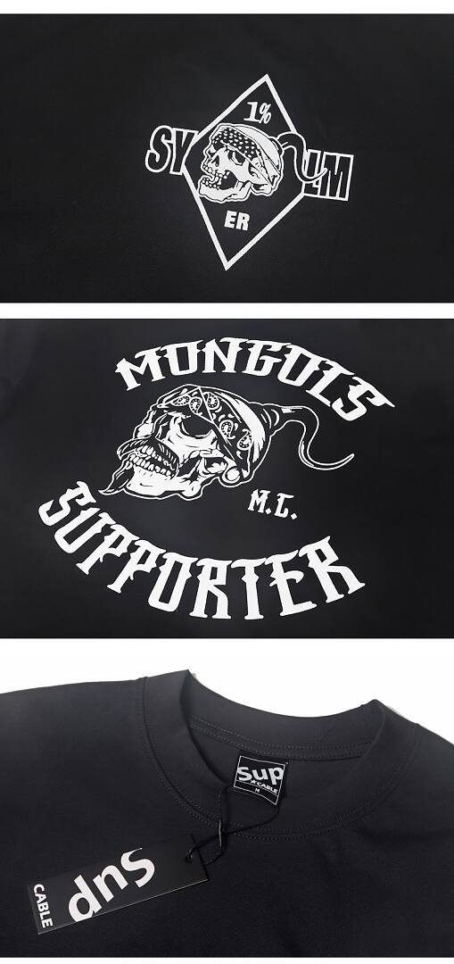 165# American streetwear MONGOLS vintage street style short sleeve T-shirt P30