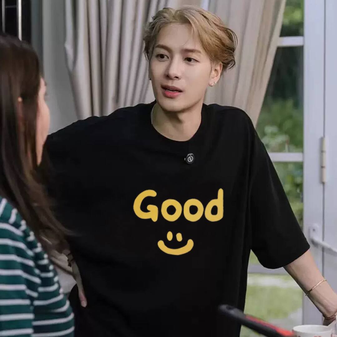 166# American streetwear celebrity same style GOOD smiley print short sleeve T-shirt P30