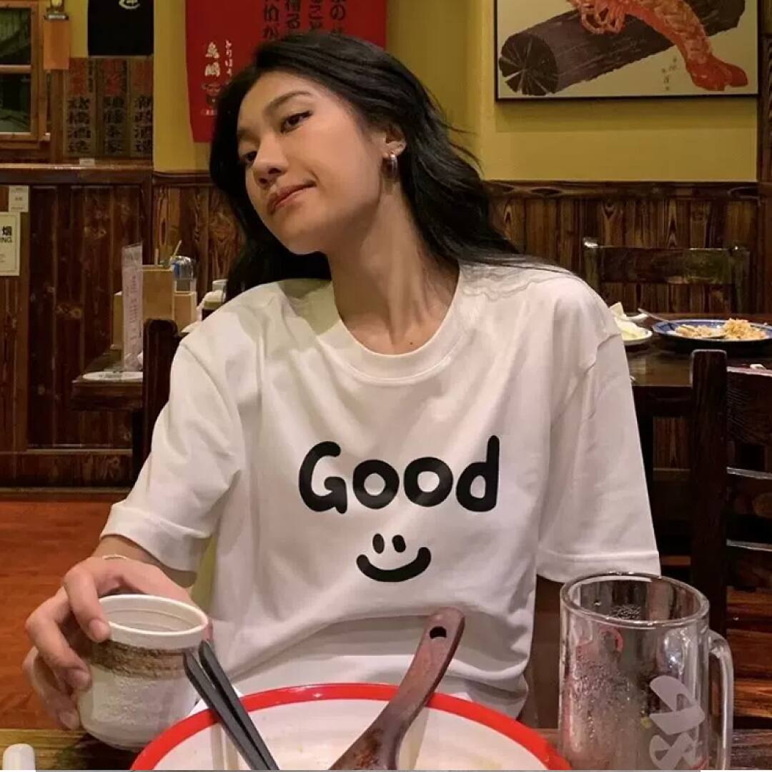 166# American streetwear celebrity same style GOOD smiley print short sleeve T-shirt P30