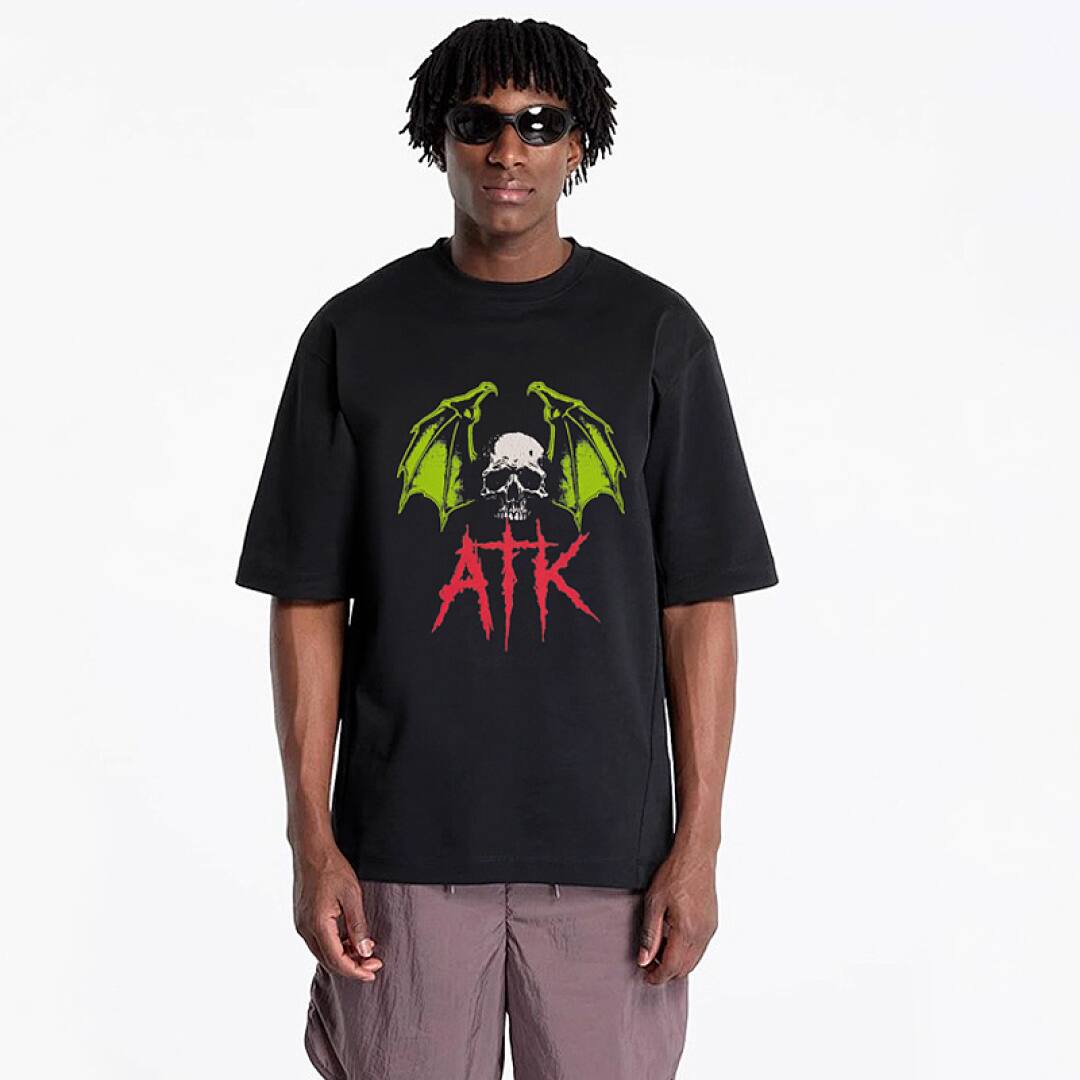 145# American Streetwear GALLERY DEPT Bat Skull Graphic Print T-Shirt P35