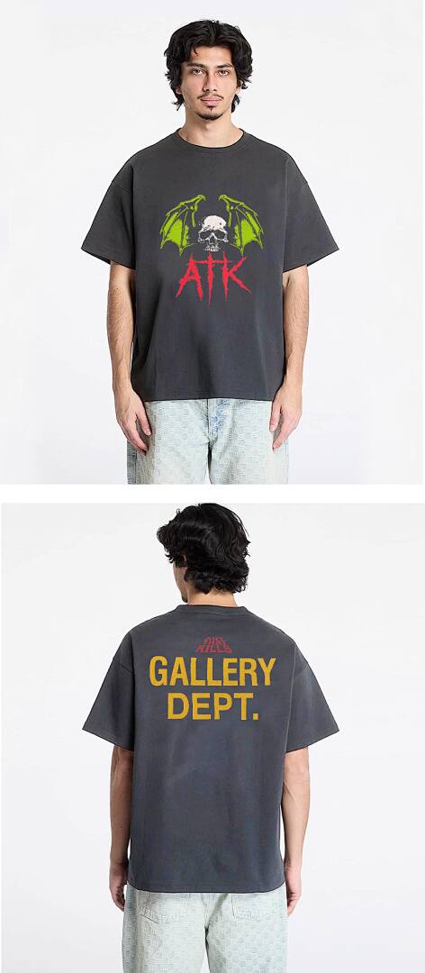145# American Streetwear GALLERY DEPT Bat Skull Graphic Print T-Shirt P35