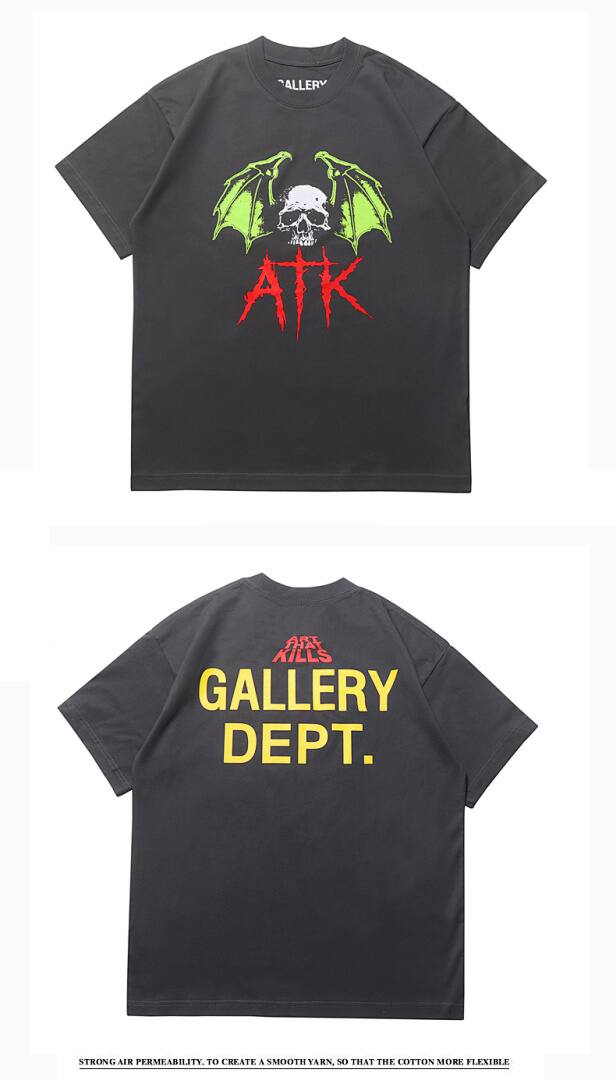 145# American Streetwear GALLERY DEPT Bat Skull Graphic Print T-Shirt P35