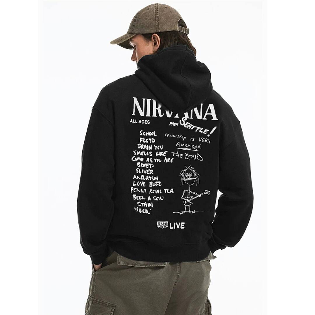 197# American streetwear Nirvana hand-drawn graffiti print hoodie P58