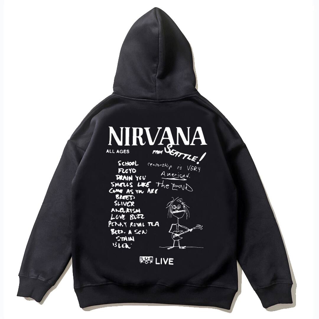 197# American streetwear Nirvana hand-drawn graffiti print hoodie P58
