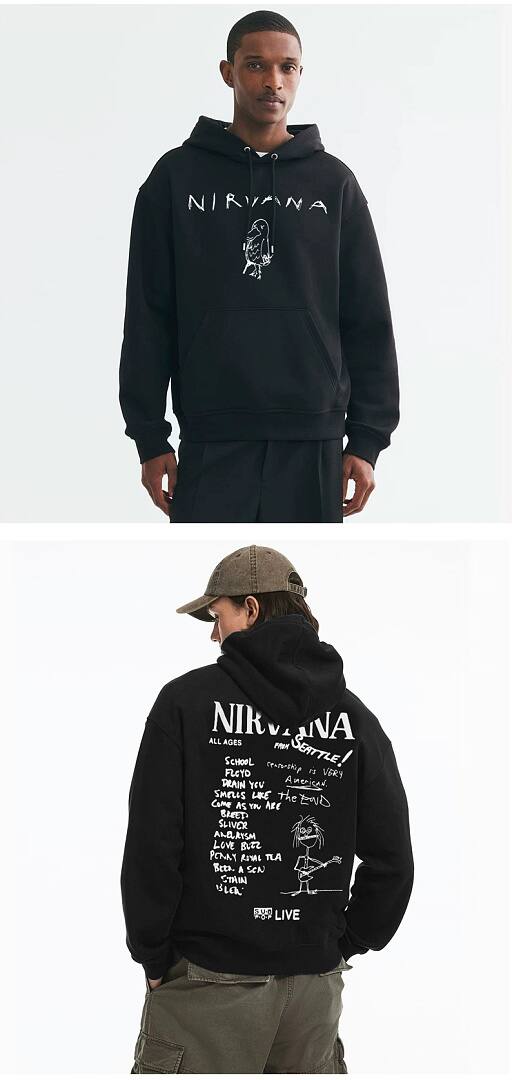 197# American streetwear Nirvana hand-drawn graffiti print hoodie P58