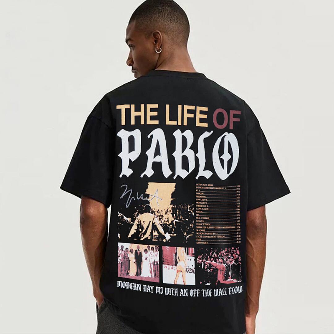 146# American Streetwear Kanye Hip Hop Rap Print Short Sleeve T-Shirt P35