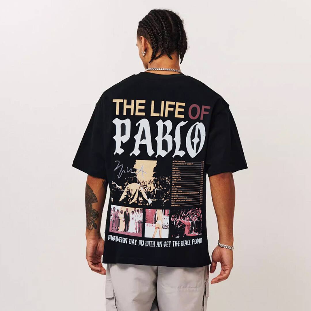 146# American Streetwear Kanye Hip Hop Rap Print Short Sleeve T-Shirt P35