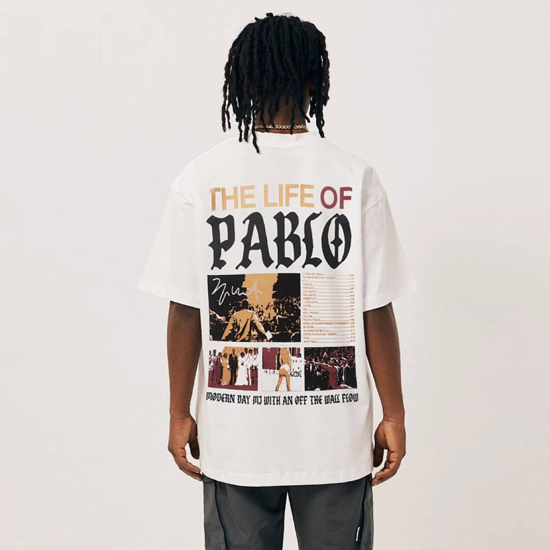 146# American Streetwear Kanye Hip Hop Rap Print Short Sleeve T-Shirt P35