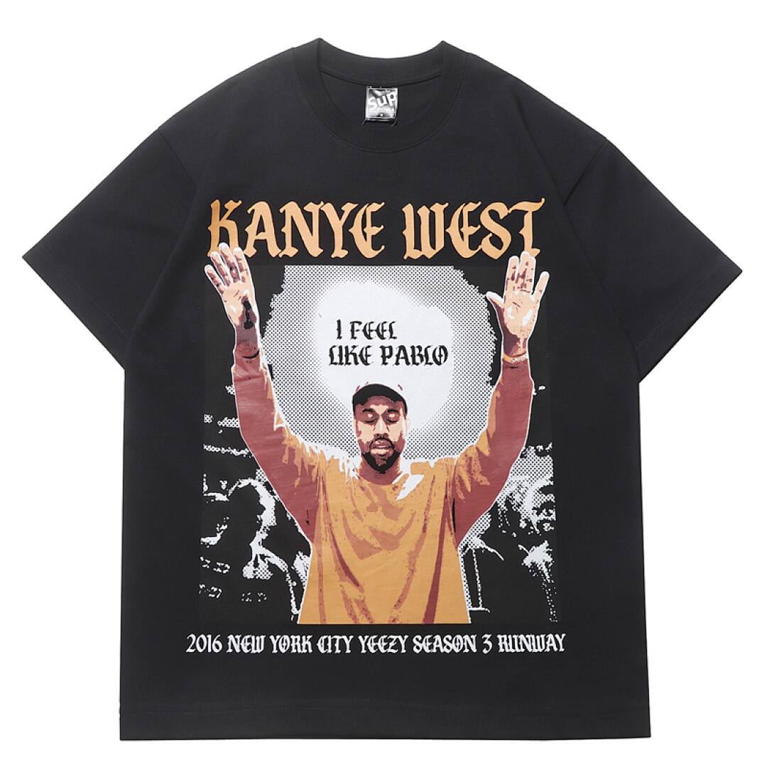 146# American Streetwear Kanye Hip Hop Rap Print Short Sleeve T-Shirt P35