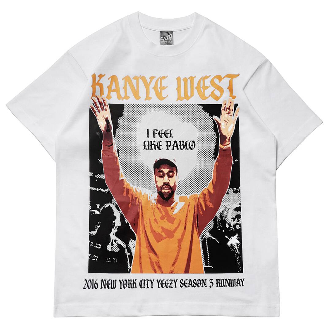 146# American Streetwear Kanye Hip Hop Rap Print Short Sleeve T-Shirt P35
