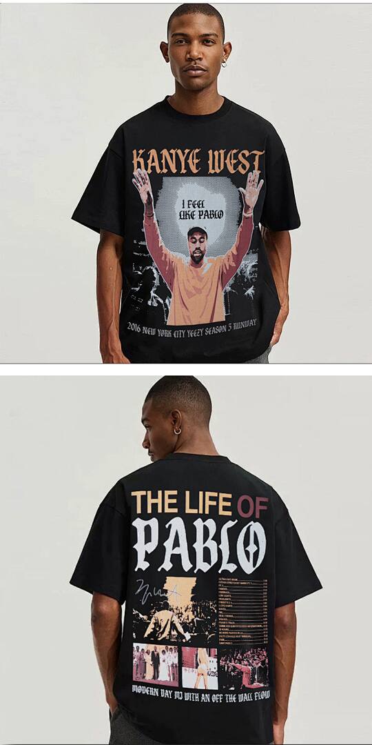 146# American Streetwear Kanye Hip Hop Rap Print Short Sleeve T-Shirt P35