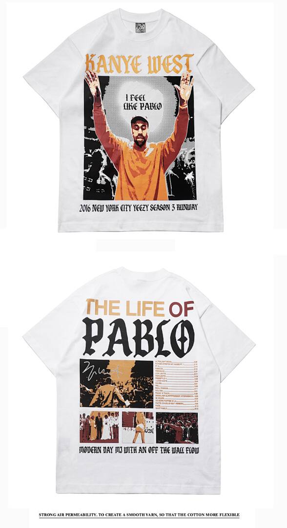 146# American Streetwear Kanye Hip Hop Rap Print Short Sleeve T-Shirt P35