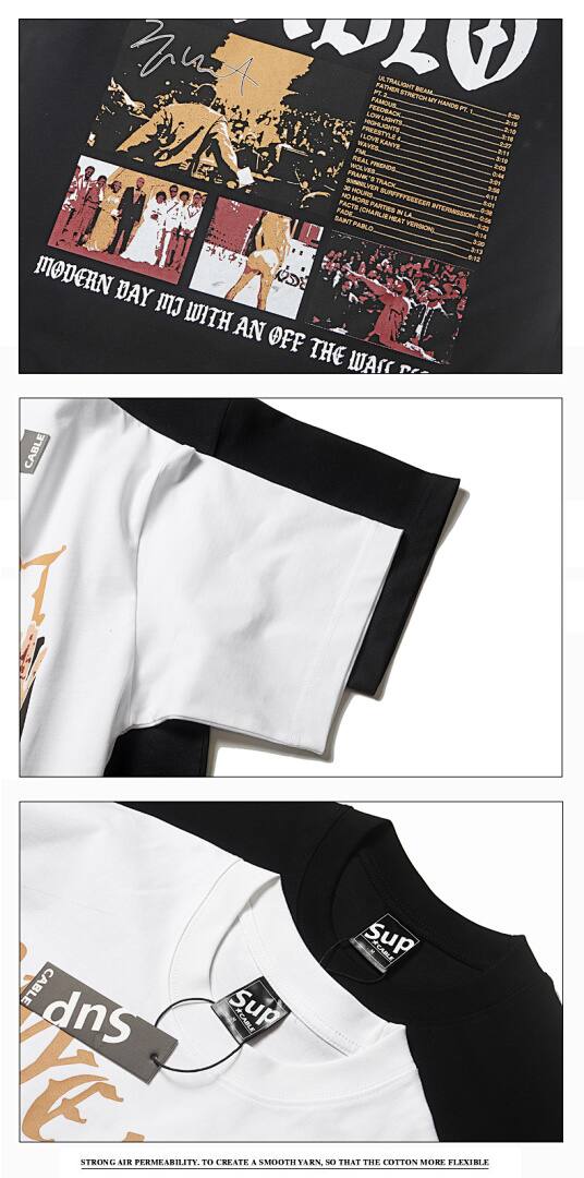 146# American Streetwear Kanye Hip Hop Rap Print Short Sleeve T-Shirt P35